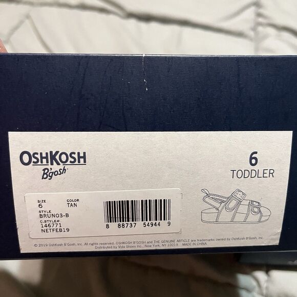OshKosh B'gosh Bruno Sandals Tan Toddler Size 6 with Box - Picture 11 of 11